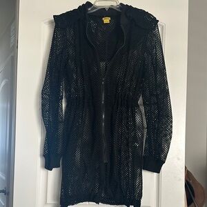 Black Mesh Hooded Jacket